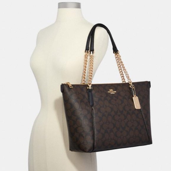Coach Handbags - NEW Coach Signature Gold Chain Shoulder Bag Tote